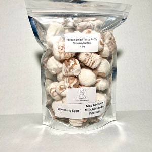 Freeze Dried Candy Cinnimon Roll Salt Water Tasty Taffy Puff Party Snacks Made Fresh