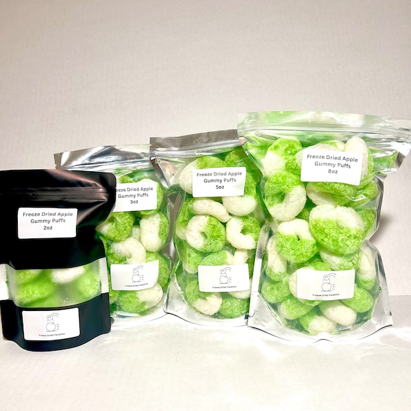 Freeze Dried Green Apple Flavored Gummy Ring Puffs Party Snacks Made Fresh