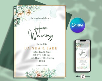 Editable Housewarming Invitation Template & Digital Housewarming invite, Digital Phone Evite ∙ Canva Template ∙ INSTANT DOWNLOAD