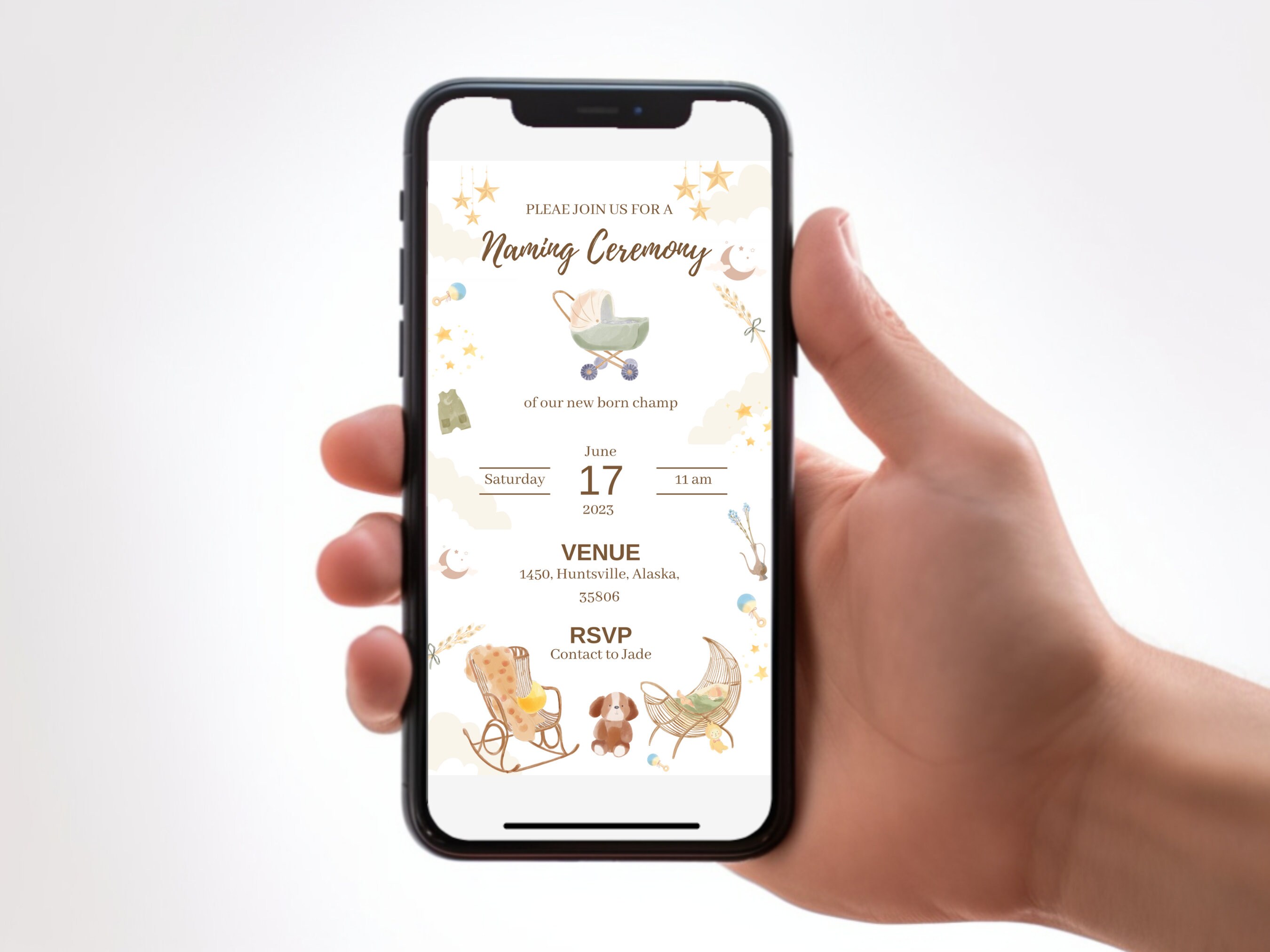 Editable Cradle Naming Invitation Template & Digital Cradle Invite