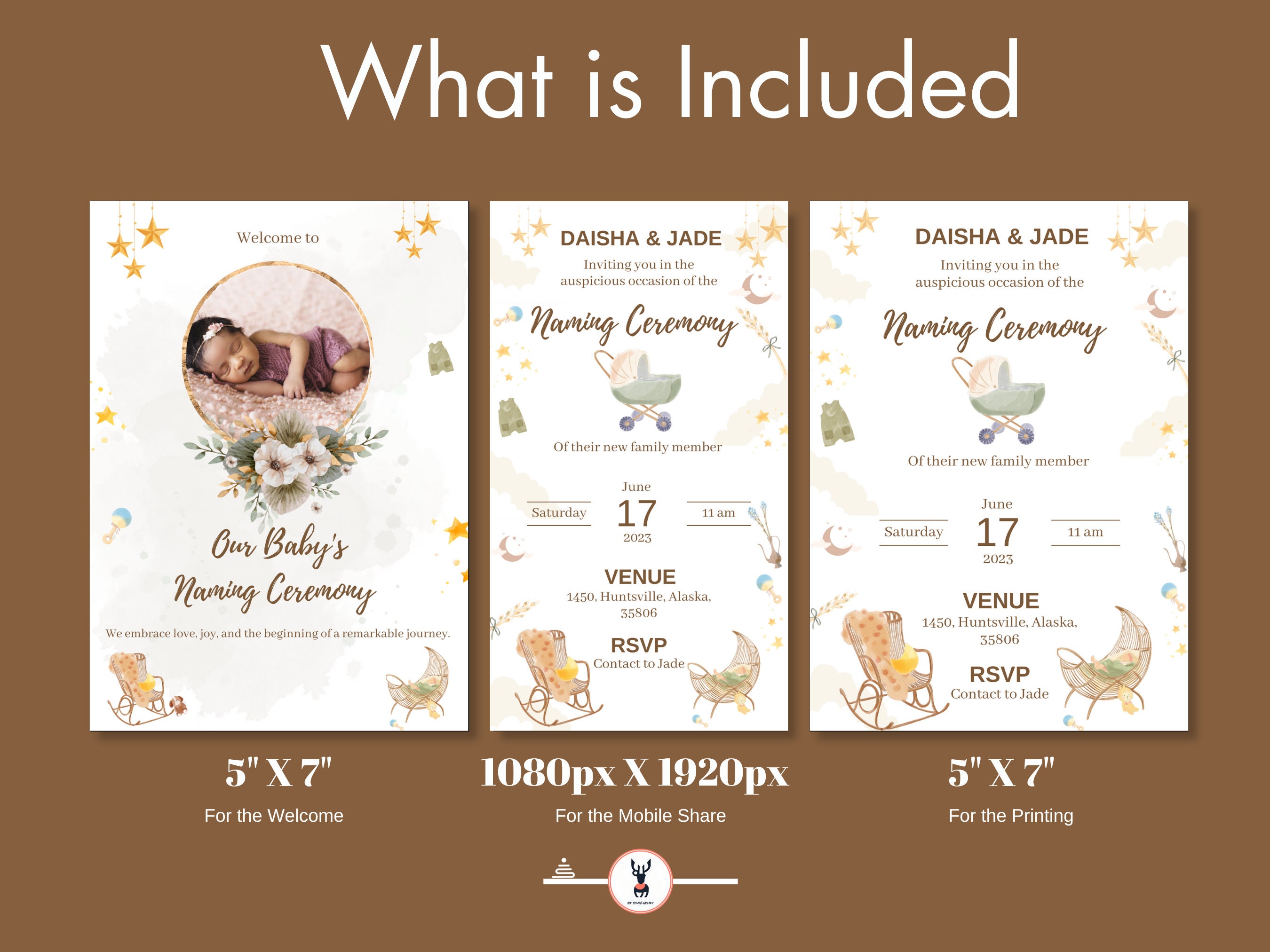 Editable Cradle Naming Invitation Template & Digital Cradle Invite