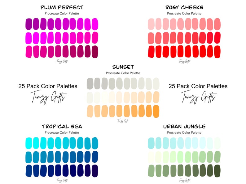 Procreate and Hex Code Color Palette - Ultimate 25 Pack Gradient ...