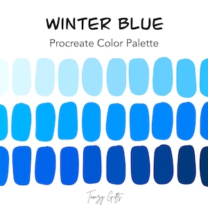 Procreate & 16 進コード カラー パレット - ウィンター ブルー グラデーション (30 色) | Procreate ツール | ネイビー ブルー スカイ | DIY 結婚式招待状 | レタリング