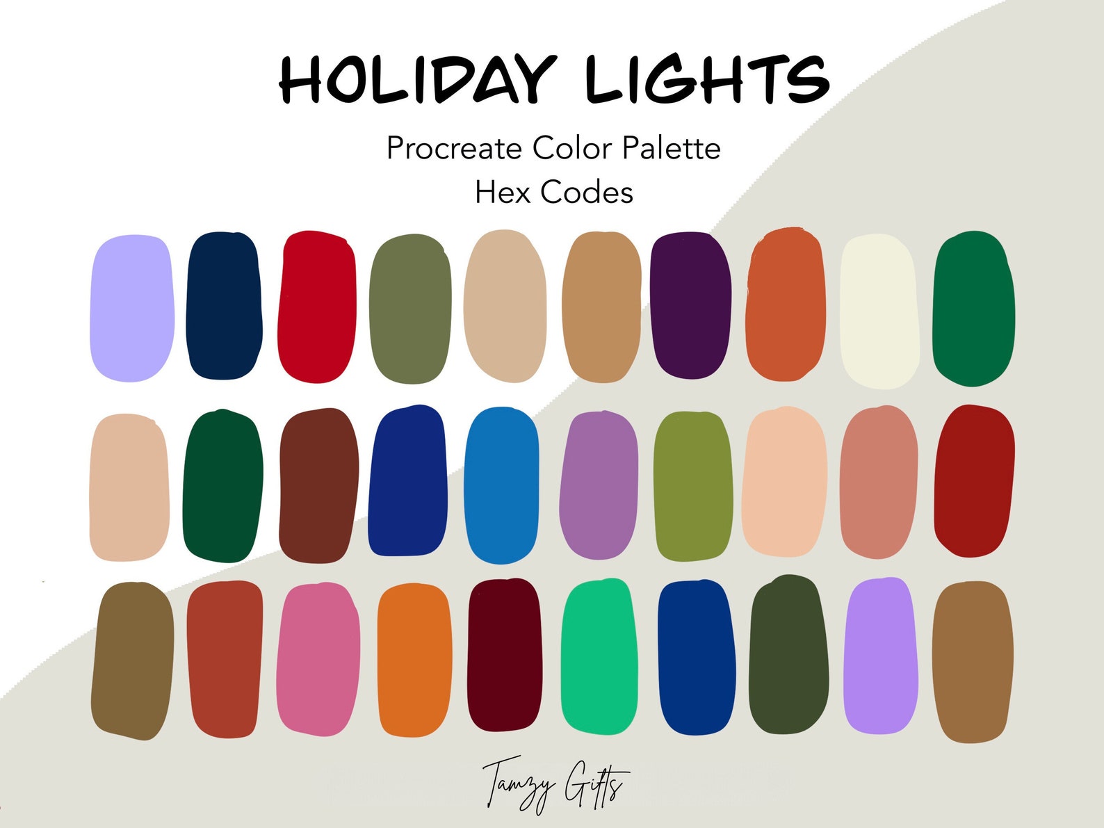 Procreate Color Palette and Hex Code Color Palette - Holiday Lights ...