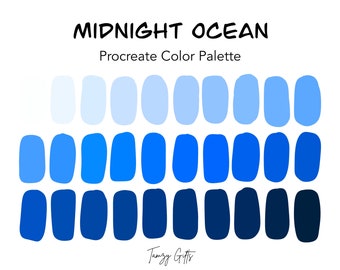 Procreate and Hex Code Color Palette -  Midnight Blue Gradient (30 Colors) | Procreate Tools | Dark | Blue | Navy | DIY Wedding Invitation |