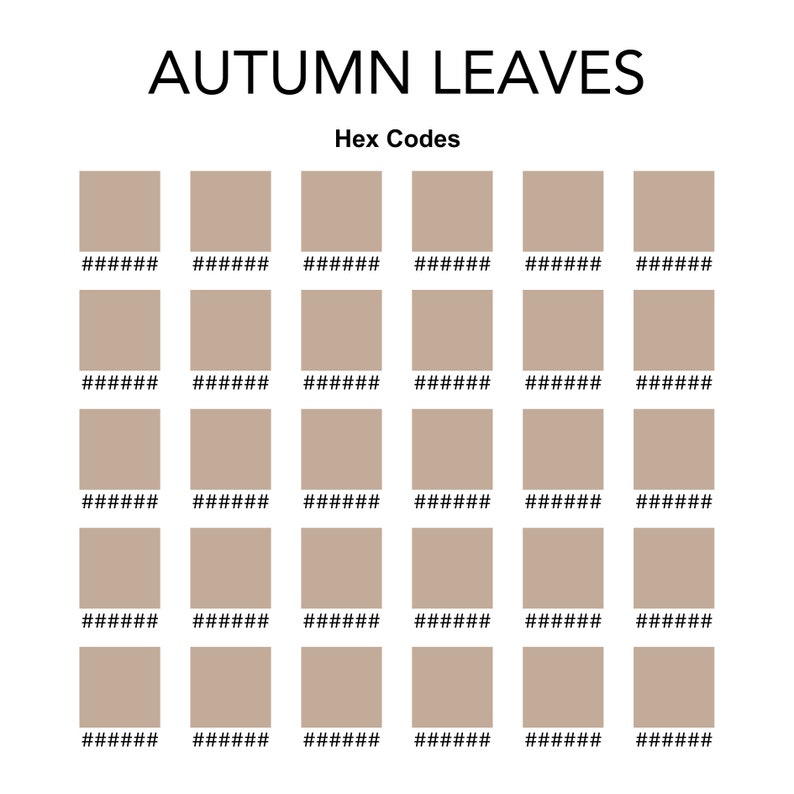 Procreate and Hex Code Color Palette - Autumn Leaves Gradient (30 ...