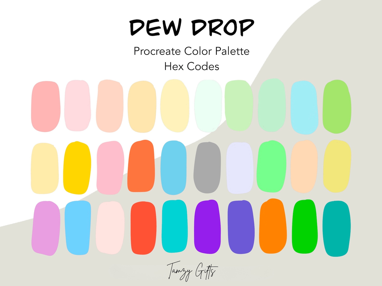 Procreate and Hex Code Color Palette - Dew Drop | Procreate Tools ...