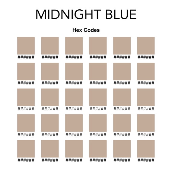 Procreate and Hex Code Color Palette -  Midnight Blue Gradient (30 Colors) | Procreate Tools | Dark | Blue | Navy | DIY Wedding Invitation |