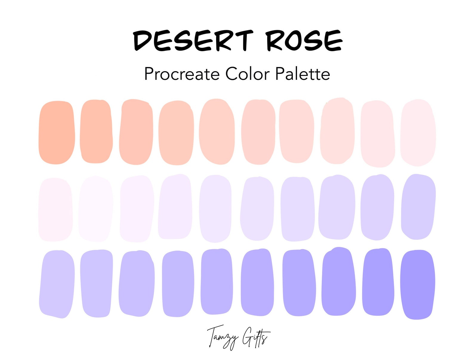 Procreate and Hex Code Color Palette - Desert Rose Gradient (30 Colors ...