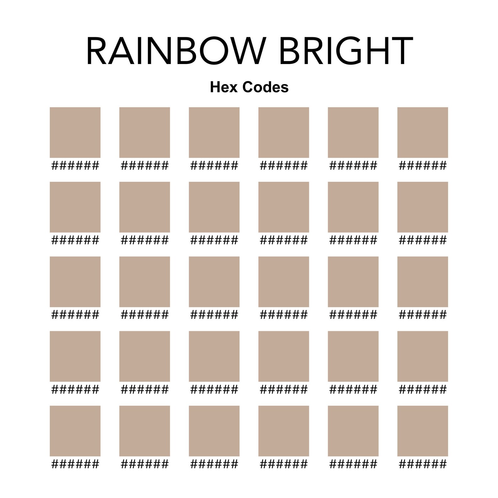 Procreate Color Palette and Hex Code Color Palette - Rainbow Bright ...