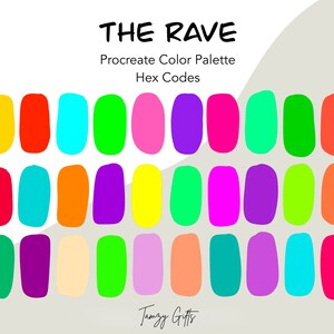Procreate- und Hex-Code-Farbpalette – The Rave | Procreate-Tools | Party-Palette | Helle Farben | Rosa Blau Gelb | DIY-Einladung |