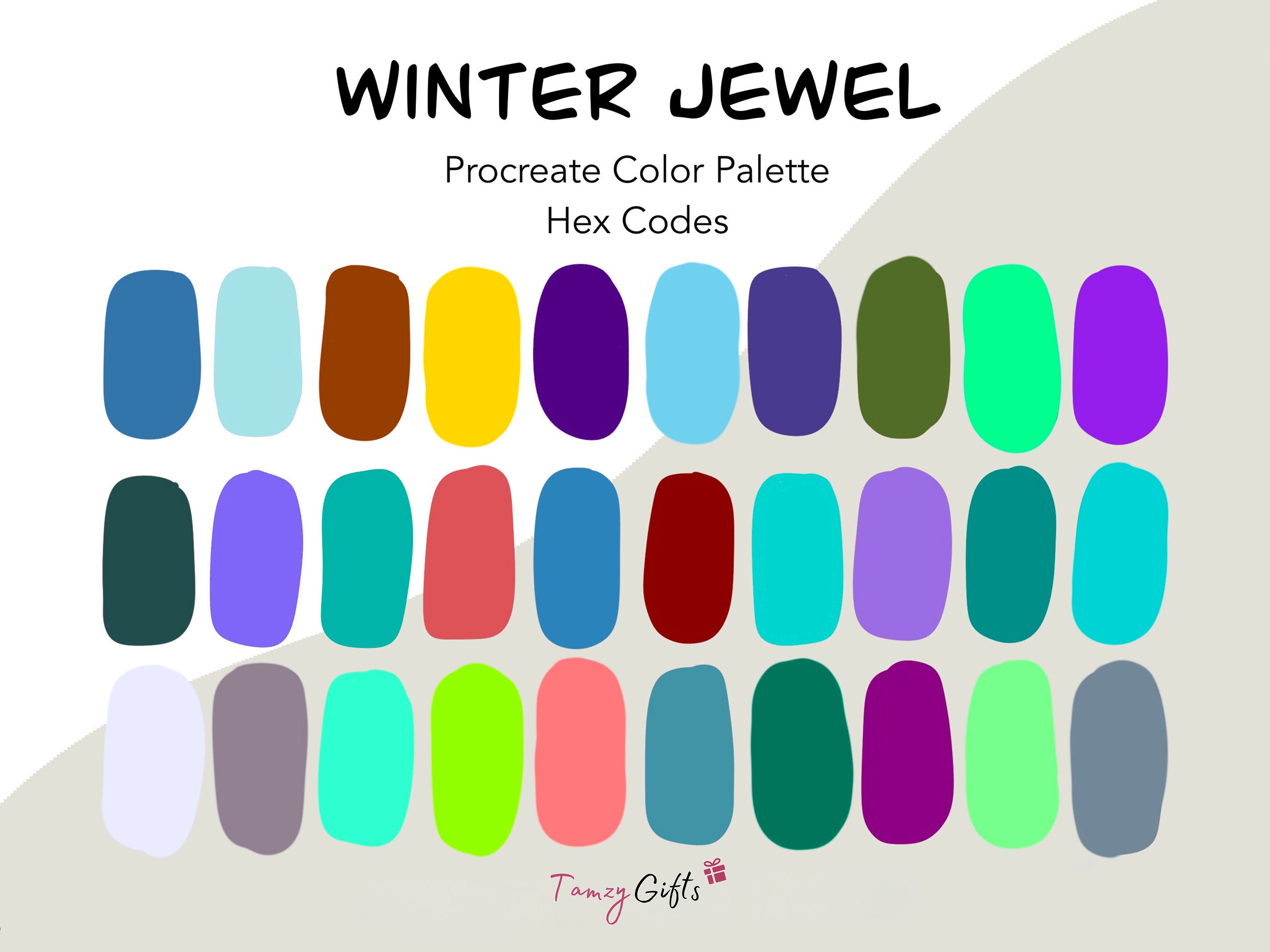 Procreate and Hex Code Color Palette Winter Jewel Procreate Tools Winter Color Palette Blue Teal ...
