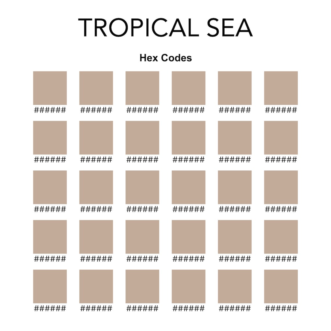Procreate and Hex Code Color Palette - Tropical Sea Gradient (30 Colors ...
