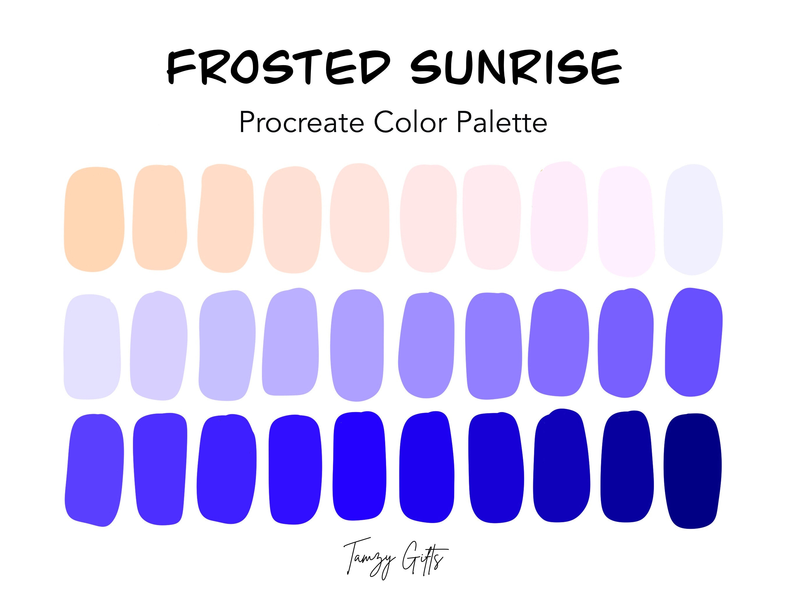 Procreate and Hex Code Color Palette - Frosted Sunrise Gradient (30 ...