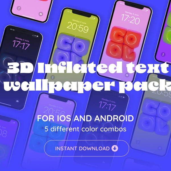 3D Phone Wallpaper Bundle | Balloon Text Effect | Android and iOS Wallpaper | Wallpaper Pack