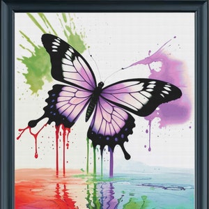 Splash Art Butterfly Large Full Coverage Cross Stitch Pattern/Instant Download PDF/Pattern Keeper and Mark-up R-XP Compatible/Print at Home