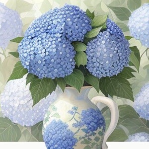 Blue Hydrangea Full Coverage Counted Cross Stitch Pattern /Instant Download PDF / Pattern Keeper and MarkUp R-XP Compatible Print at Home