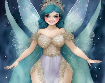 Volledige dekking Geteld kruissteekpatroon Blue Fairy FAE /Instant Download PDF / Pattern Keeper en MarkUp R-XP Compatibel of thuis afdrukken
