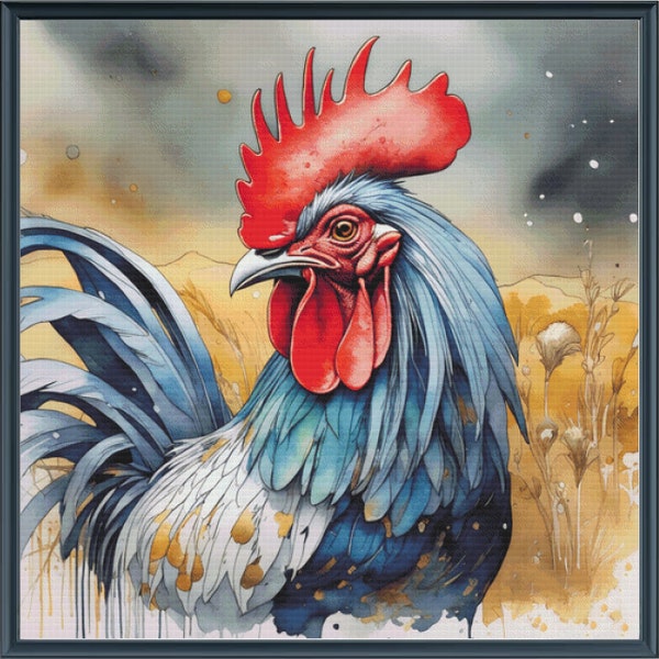 BARNYARD Coq Couverture complète Motif point de croix compté / Téléchargement instantané PDF Pattern Keeper et Mark-Up R-XP Compatible Print at Home