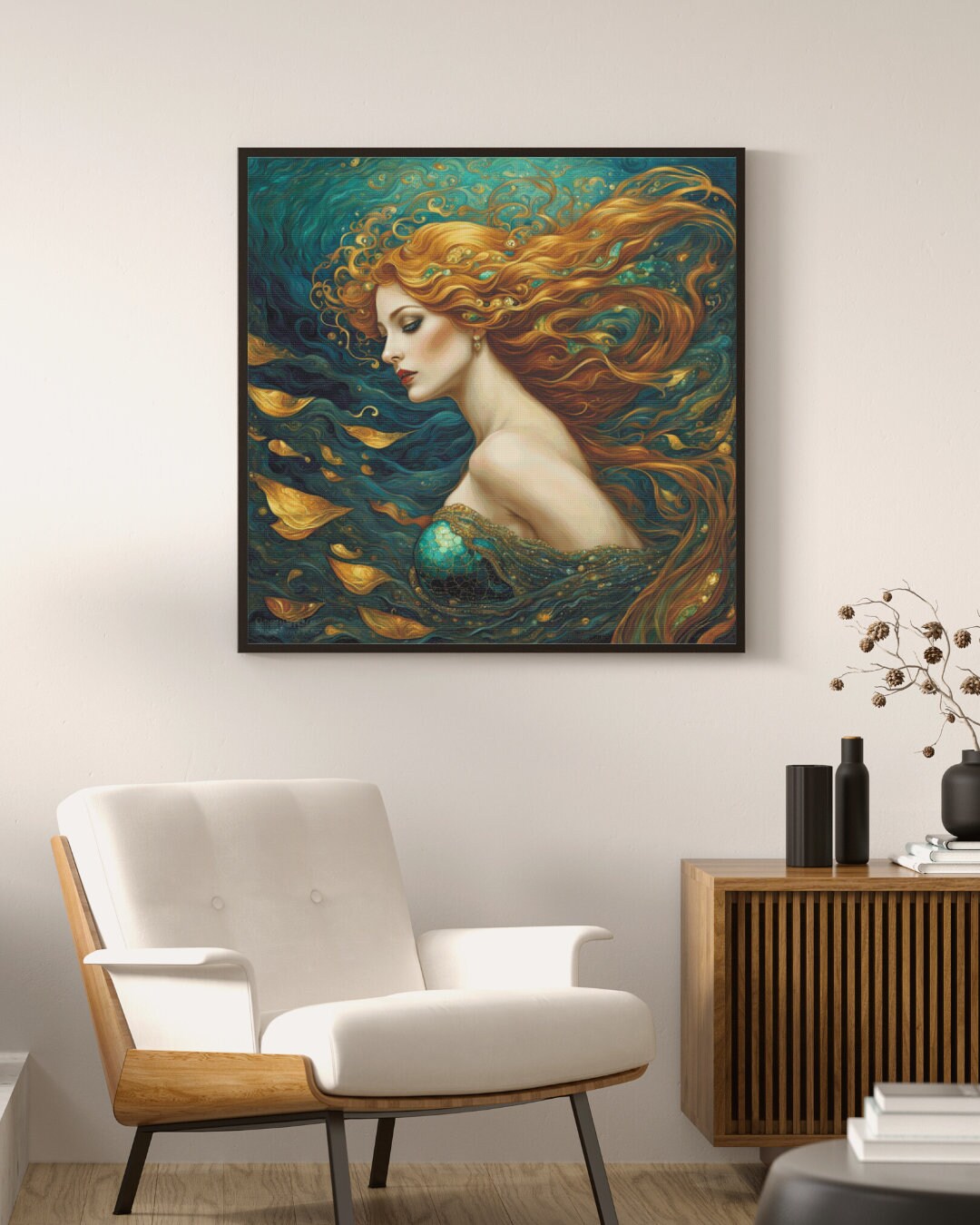 Full Coverage Counted Cross Stitch Pattern Red Head Mermaid Art Instant ...