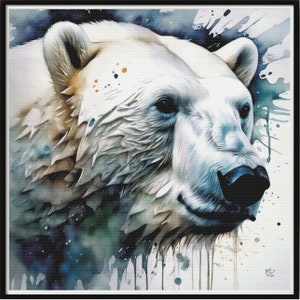 Full Coverage Counted Cross Stitch Pattern Polar Bear Head /Instant Download PDF / Pattern Keeper and Mark-Up R-XP Compatible Print at Home