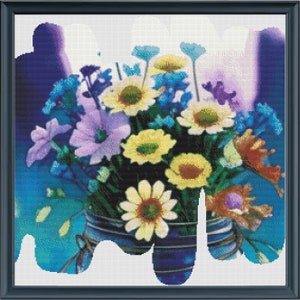 Mini Full Coverage Counted Cross Stitch Pattern BOUQUET Flowers / Instant Download PDF Pattern Keeper / MarkUp R-XP Compatible Print at Home