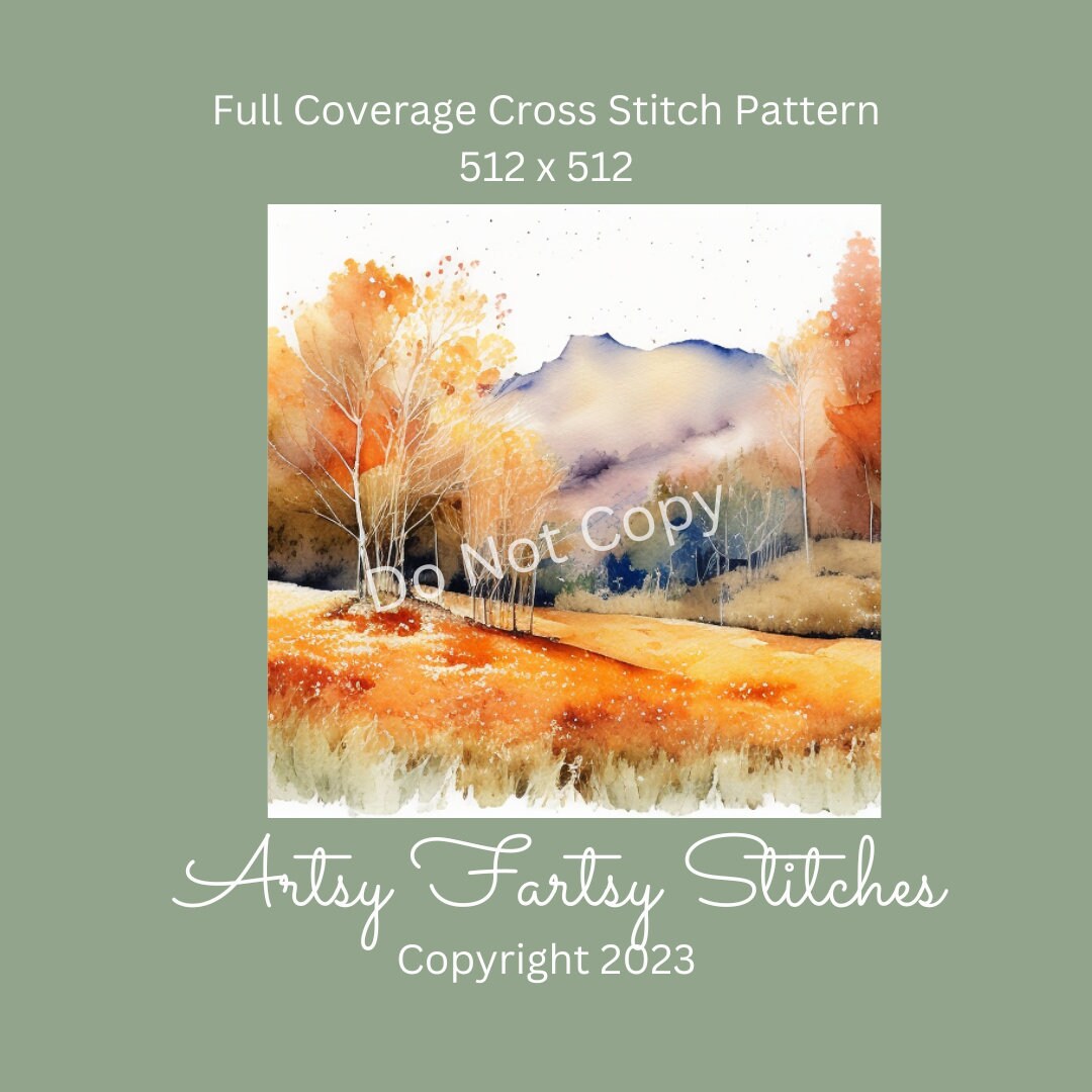 Autumn Mountain Full Coverage Counted Cross Stitch Pattern /instant ...