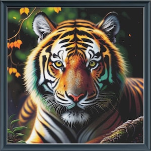 Full Coverage Counted Cross Stitch Pattern Colorful Tiger /Instant Download PDF / Pattern Keeper and MarkUp R-XP Compatible Print at Home