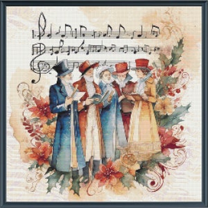 Mini Full Coverage Counted Cross Stitch Pattern Christmas Carolers Instant Download PDF Pattern Keeper Mark-Up RXP Compatible Print at Home
