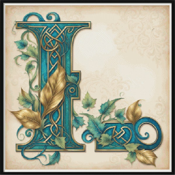 Full Coverage Counted Cross Stitch Pattern Letter L Celtic Stylish Instant Download PDF Pattern Keeper Mark-Up R-XP Compatible Print at Home