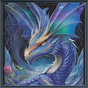 Full Coverage Counted Cross Stitch Pattern Fierce Rainbow DRAGON  Instant Download PDF Pattern Keeper MarkUp R-XP Compatible Print at Home