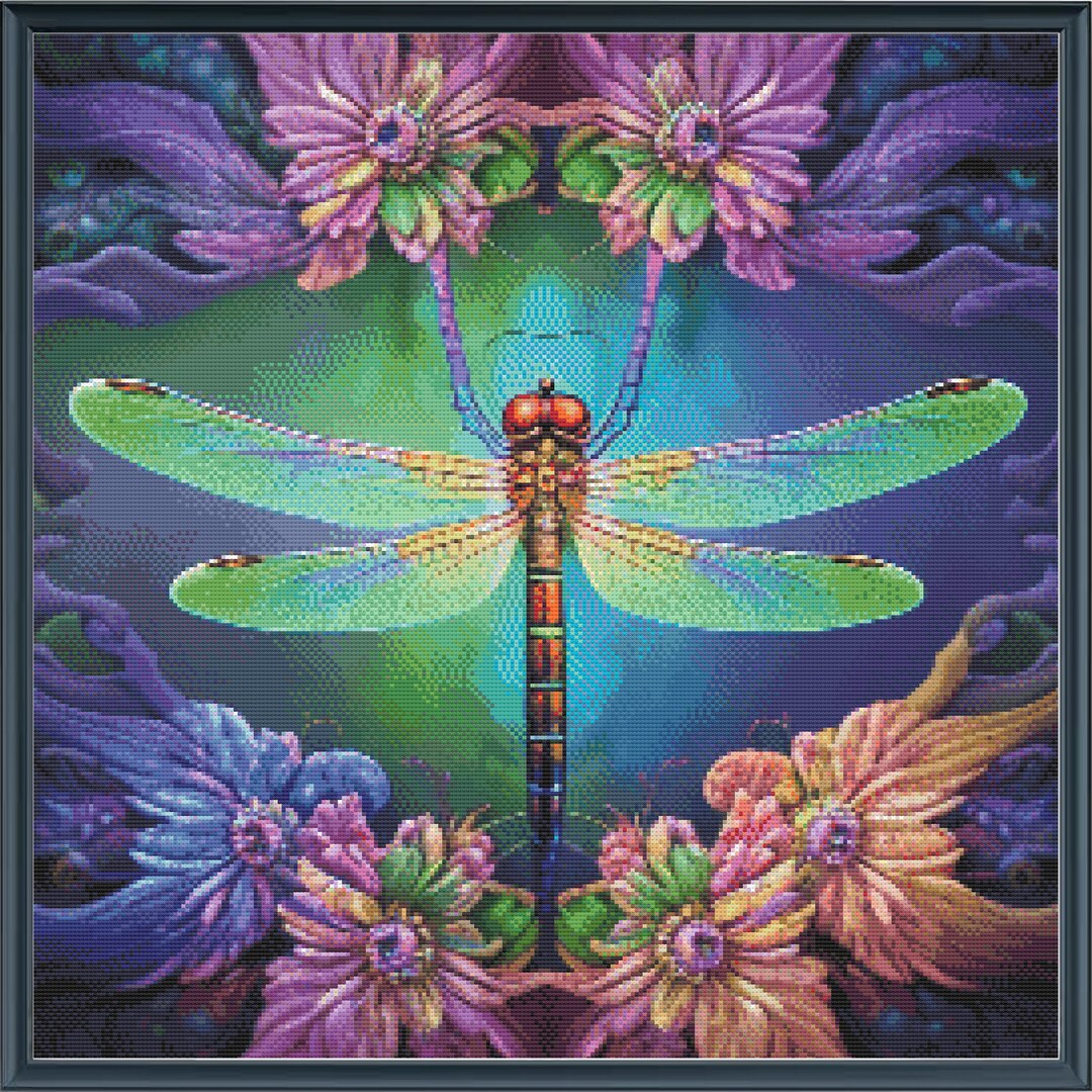 Mini Full Coverage Counted Cross Stitch Pattern Colorful Dragonfly ...