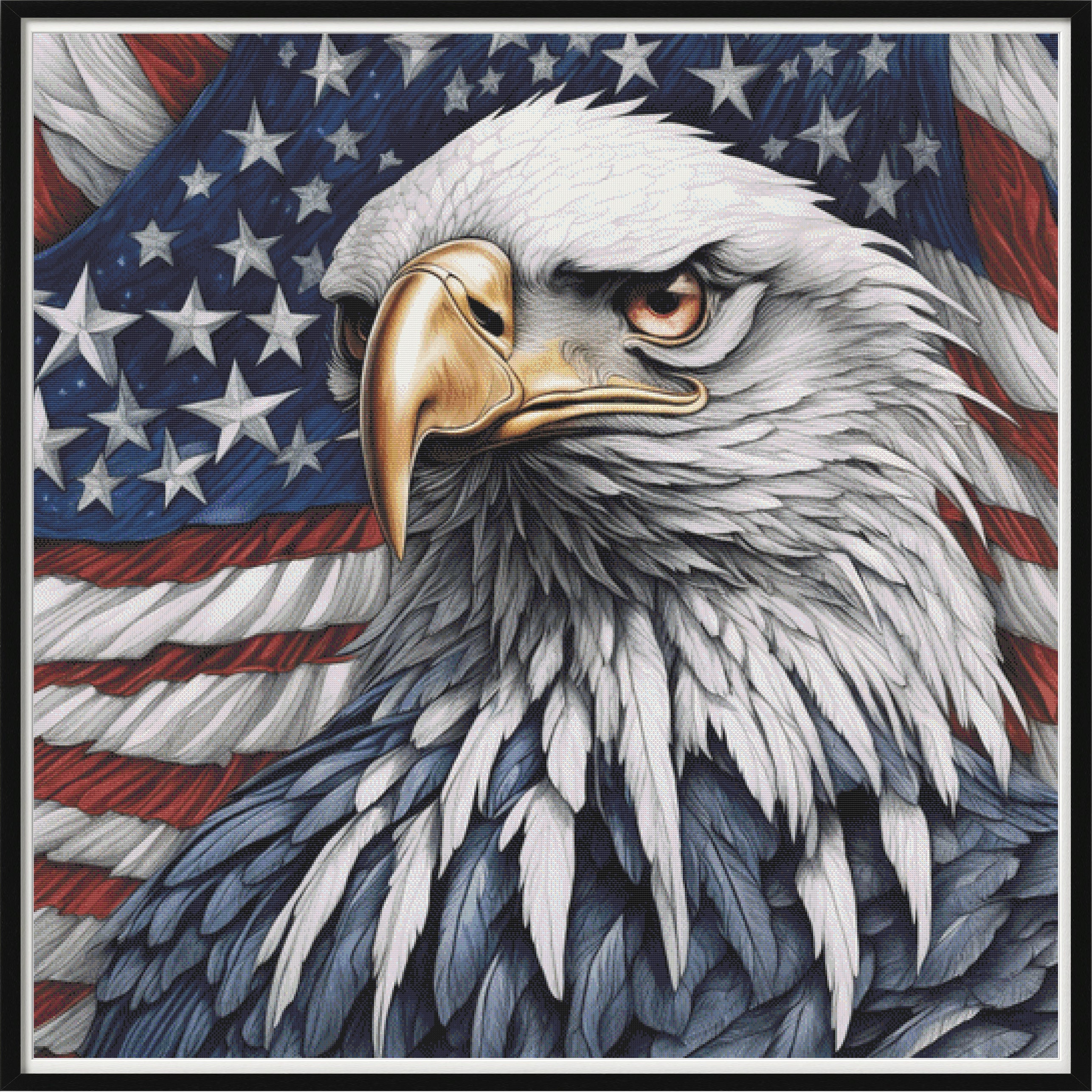 Full Coverage Counted Cross Stitch Pattern Patriotic USA Eagle Instant Download PDF Pattern Keeper Mark-Up R-XP Compatible Print at Home
