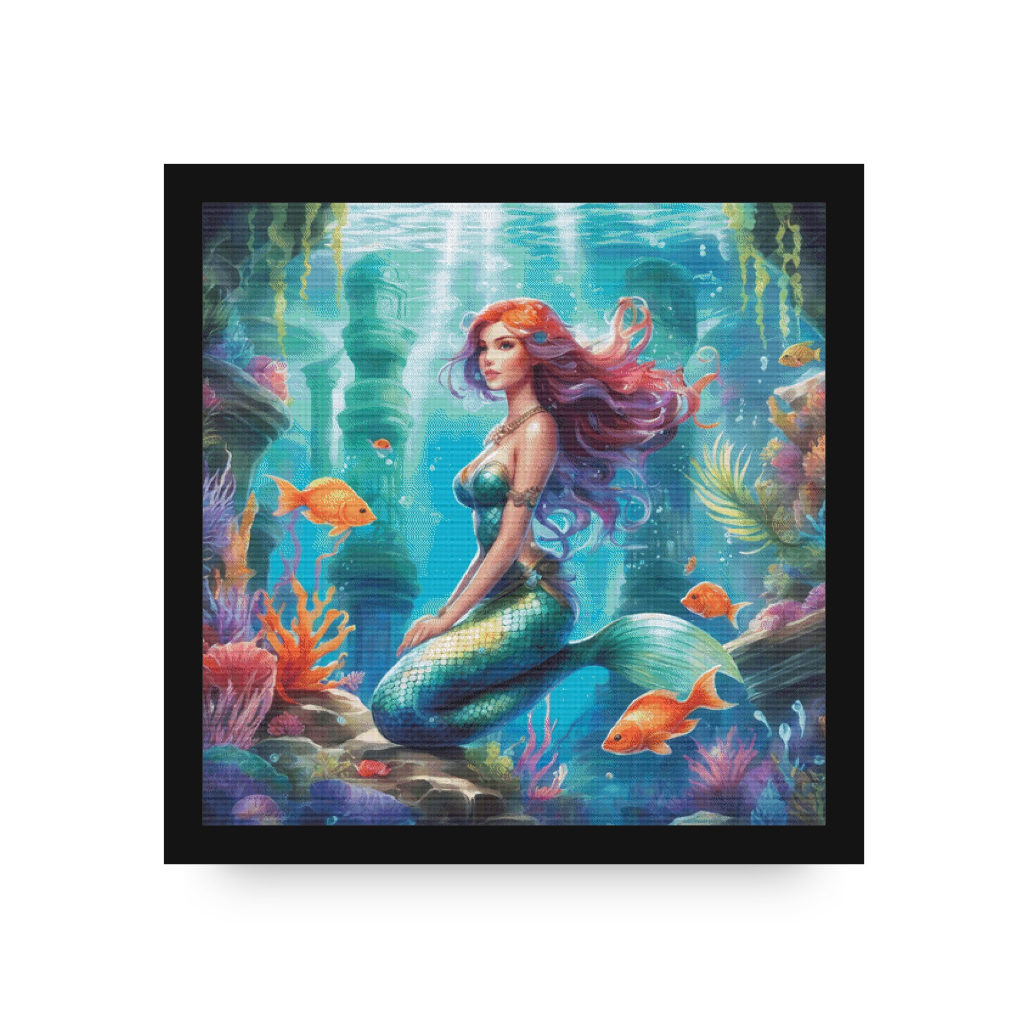 Full Coverage Counted Cross Stitch Pattern Tropical Sea Mermaid Instant ...