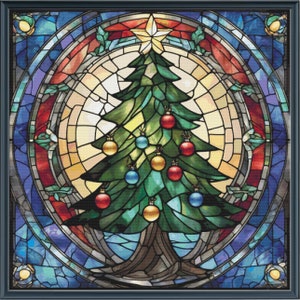 Full Coverage Counted Cross Stitch Pattern Christmas Stained Glass Instant Download PDF Pattern Keeper Mark-Up R-XP Compatible Print at Home