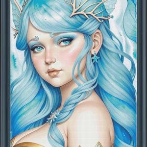 Full Coverage Counted Cross Stitch Pattern Blue Mermaid/Instant Download PDF / Pattern Keeper and MarkUp R-XP Compatible or Print at Home