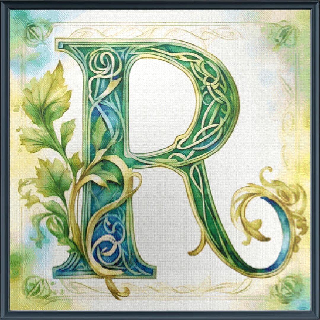 Full Coverage Counted Cross Stitch Pattern Letter R Celtic Stylish ...