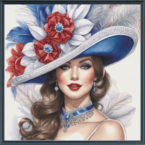 Full Coverage Counted Cross Stitch Pattern Vintage Fashion Model Instant Download PDF Pattern Keeper Mark-Up R-XP Compatible Print at Home