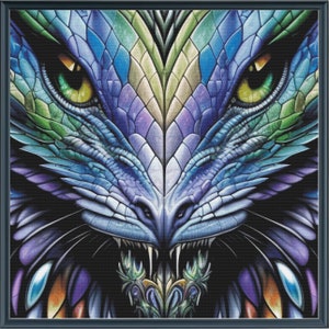 Full Coverage Counted Cross Stitch Pattern Fierce Rainbow DRAGON  Instant Download PDF Pattern Keeper MarkUp R-XP Compatible Print at Home