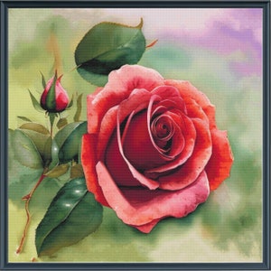 Full Coverage Counted Cross Stitch Pattern Full Blooming Red Roses Instant Download PDF Pattern Keeper Mark-Up R-XP Compatible Print at Home