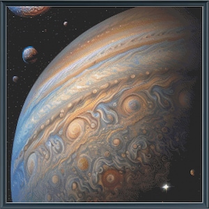 Mini Full Coverage Counted Cross Stitch Pattern  JUPITER in Space Instant Download PDF Pattern Keeper Mark-Up R-XP Compatible Print at Home