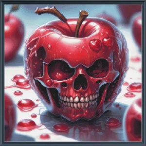 Counted Cross Stitch Pattern Ruby Red Poison Apple Fairytale Skull Instant Download PDF Pattern Keeper Mark-Up R-XP Compatible Print at Home