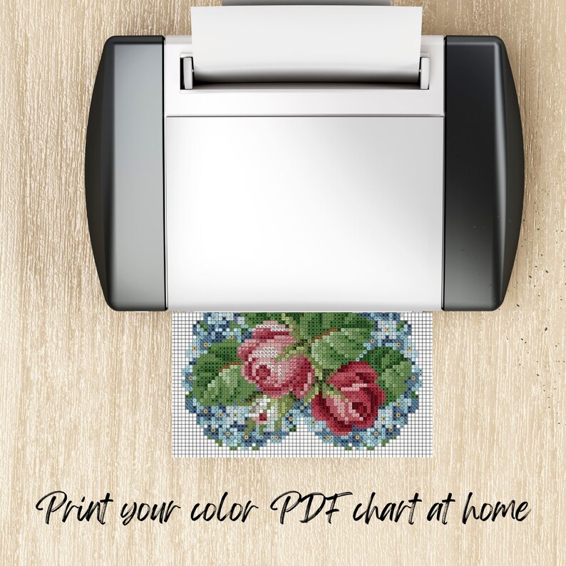 Large Full Coverage Cross Stitch Pattern Blooming Pink Rose / Etsy