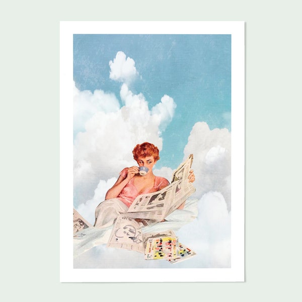 Illustration "Ô doux réveil" - collage vintage imprimé - art print