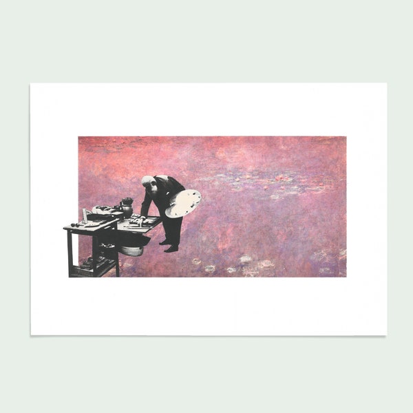 Illustration "L'atelier de Monet" - collage vintage imprimé - art print