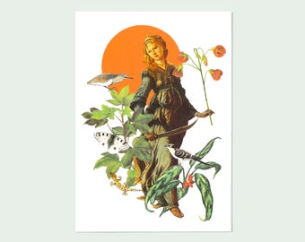 Illustration "Dame nature" - collage vintage imprimé - art print