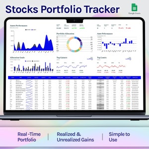 Stock Portfolio Tracker Investment Trading Journal Spreadsheet Google Sheets Personal Finance Trading Financial Planner Investment Dashboard