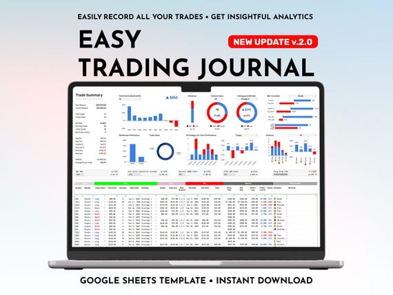 Trading Journal Google Sheets Template Stocks Crypto Personal Finance Investment Tracker Financial Stock Market Portfolio Tracker