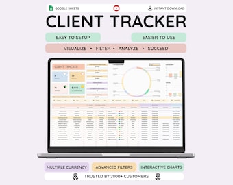 Client Tracker Google Sheets Template: Interactive CRM, Lead Management (Digital Download)
