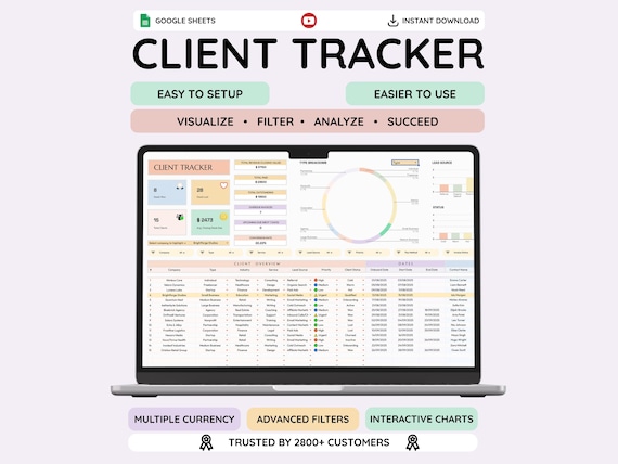 Client Tracker Google Sheets Template: Interactive CRM, Lead Management (Digital Download)